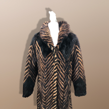 Load image into Gallery viewer, Vintage Chevron Mink Intarsia Coat Patchwork Master Furrier