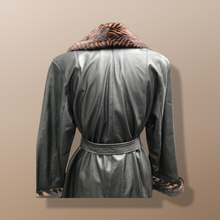 Load image into Gallery viewer, Italian leather Wrap Tuxedo Mink Coat Herringbone Design
