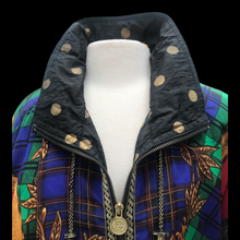 Load image into Gallery viewer, 90’s Neiman Marcus Bomber Windbreaker Waterproof Red and Blue with Gold Chorded Trim