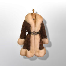 Load image into Gallery viewer, Vintage Coat 70’s Brown MASSIVE Shearling Curly Lamb White Couture Princess Boho Penny Lane Russian Princess Winter Fall Sumptuous Luxury