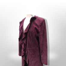 Load image into Gallery viewer, Purple Suede Ruffle Duster Coat