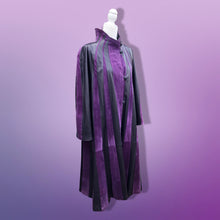Load image into Gallery viewer, 80’s 90’s Purple Lamb Suede and Leather Made In Italy Coat Striped A-Line Flexible Size Loose Fit
