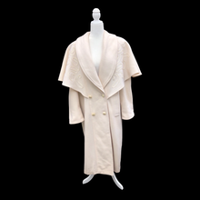 Load image into Gallery viewer, 80’s 90’s Vintage Ivory White 100% Pure Wool Oversized Cape Coat Loose Fit Casual Career Winter into Spring Flexible Size