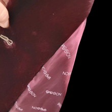 Load image into Gallery viewer, Vintage Red Wine Bergundy 80’s Does 40’s Puff Sleeve Coat Faux Fur with Leather Intarsia Glam Old Hollywood Glamour Vegan