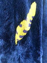 Load image into Gallery viewer, Zuki Style Ultra Soft Sheared Blue Beaver Fur Zip up Bomber Intarsia Falling Leaves