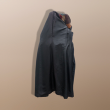 Load image into Gallery viewer, 70’s Black Patchwork Leather Trench Coat Spy