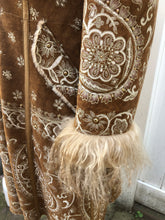Load image into Gallery viewer, Boho Penny Lane Caramel Suede Sheepskin Curly Mongolian Lamb Intricate Embroidery Embroidered Coat Custom Made in France