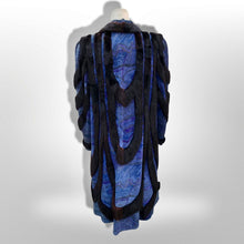 Load image into Gallery viewer, 80’s Does 20’s Flapper Blue Purple Suede and Mink Intarsia Cocoon Style Coat Made in Austria