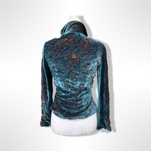 Load image into Gallery viewer, Beaded Teal Blue Vintage Velvet Jacket Blazer