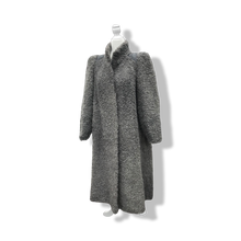 Load image into Gallery viewer, 90’s does 40’s Lamb Curly Gray Coat Puff Sleeve with Suede Inserts Minimal Stealth Made in Sweden “Viking Lamb”