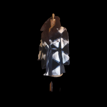 Load image into Gallery viewer, Vintage Women&#39;s Coat- Mod Dramatic 60s Cross Mink White Black Leather Mosaic Geometric Princess Jacket Coat