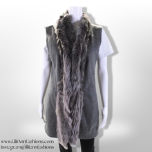 Load image into Gallery viewer, Fabiana Filippi Womens Cashmere Shearling Trim Longline Vest Gray Size Size Fits Most