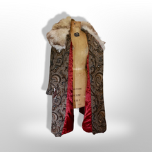 Load image into Gallery viewer, 60s Mod Tapestry Carpet Coat Swing Coat Double Breasted Large Norwegian Fox Fur M//L/XL
