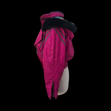 Load image into Gallery viewer, 80’s 90’s Hot Pink Hooded Ski Windbreaker Jacket Cropped Tapered Waist Southwestern Aztec Trim