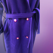 Load image into Gallery viewer, Vintage 90’s Purple London Fog Pure Wool and Leather Career Professional Day and Night Coat