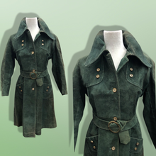 Load image into Gallery viewer, Vintage 60’s Mod Suede Green Coat