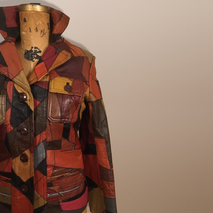 70’s Vintage Patchwork Leather Jacket 38” Bust Boho Hippy Chic Short Leather Trench