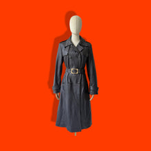 Load image into Gallery viewer, Black Soft Lamb Leather Trench Wardrobe Basic Spy Coat Belted