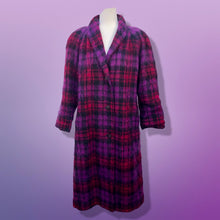 Load image into Gallery viewer, Vintage Purple Pink Pure Mohair Wool Plaid Coat