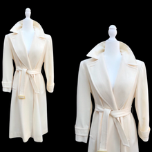 Load image into Gallery viewer, Pendleton White Cream Pure 100% Virgin Wool Belted Fitted and Flared Collared Coat