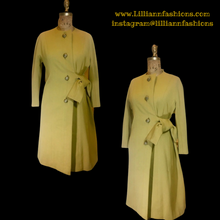 Load image into Gallery viewer, Vintage 60s Coat- Women Gold Golden Yellow Deep Mustard Mod Sleek Kimono Coat Career Professional Minimalist Thick Wool Stealth Wealth Trend