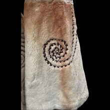 Load image into Gallery viewer, Embroidered Mocha Cream Colored Ombré Sheared Fur Beaver Princess Coat with Crystal Accents Full Skirt and Flared Bell Sleeves Wearable Work of Art One of A Kind