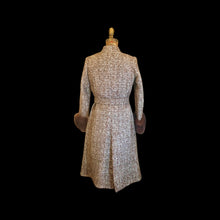 Load image into Gallery viewer, Vintage 60s 70s Women&#39;s Coat Mohair Wool Knitted Couture Made in Paris France Belt Fit Flare Princess Trim
