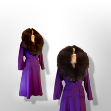 Load image into Gallery viewer, Vintage Women&#39;s New Look 40s Purple Violet Princess Pinup Pinup Coat Full Skirted Massive Fox Fur Film Noir Golden Age Old Hollywood Glamour
