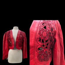 Load image into Gallery viewer, Vintage Red Leather Beaded Bolero One Size Fits Most