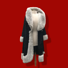 Load image into Gallery viewer, Lilli Ann Black and White Faux Fur Princess Coat Fall Winter Holiday
