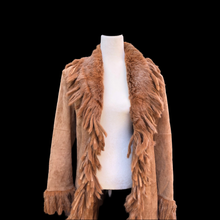 Load image into Gallery viewer, Vintage Fringe Suede and Fur Western Duster Coat Native Southwestern Cowgirl Boho Bohemian Fashion