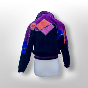 80’s 90’s Suede Colorful “In Living Color” Saved by the Bell era Bomber Jacket Coat