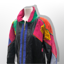 Load image into Gallery viewer, 80’s 90’s Leather ColorBlock Glam Jacket Motorcycle Style Arsenio Hall Punky Brewster Saved by the Bell Nostalgia