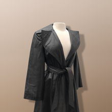 Load image into Gallery viewer, Vintage Brown Leather Trench Spy Coat Lord and Taylor Fit and Flare