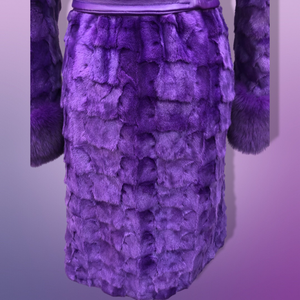 Purple Mink and Fox Fur Coat Winter Couture Perfect for Gift
