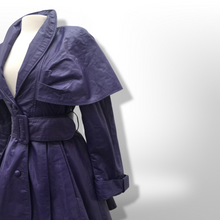 Load image into Gallery viewer, RARE Vintage Women&#39;s Coat- 70s 80s Purple Violet Leather Trench Dress Coat Jacket Studio 54 Fit Flare Spy Length 3/4 Princess Price: