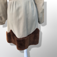 Load image into Gallery viewer, Collectible Rare 30’s early 40’s Coat Cashmere Wool and Scalloped Mouton Fur Balloon Sleeves Fitted and Flared