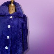 Load image into Gallery viewer, Women's Vintage Coat- 60s Mod Purple Fur Sheared Beaver Swing Mod Fit Flare Flexible Size S/M/L Mad Men Long
