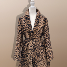 Load image into Gallery viewer, Leopard Print Leather and Fox Fur Trench Fit and Flare Coat