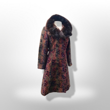 Load image into Gallery viewer, 60’s Vintage Coat Floral Tapestry Carpet Mink Collar Colorful