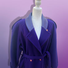 Load image into Gallery viewer, Vintage 90’s Purple London Fog Pure Wool and Leather Career Professional Day and Night Coat