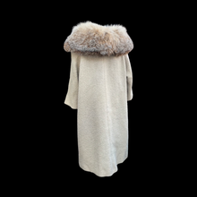 Load image into Gallery viewer, Vintage 60’s Oatmeal Cream Wool Coat with Massive Lynx Fur Collar