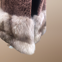 Load image into Gallery viewer, Vintage 60’s 70’s Fur Coat Persian Lamb Astrakhan Norwegian Fox Fur Tiered Jeweled Belt XS
