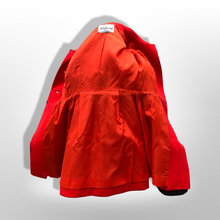Load image into Gallery viewer, Women's Vintage Lilli Ann Coat- Lipstick Red Orange Bright 60's Mod Wool Thick Tiered Black Fox Fur Trim Fit Flare Princess Small Pinup