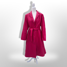 Load image into Gallery viewer, Vibrant Pink Leather and Fox Fur Trench Fit and Flare Pinup Coat
