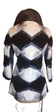 Load image into Gallery viewer, Vintage Women&#39;s Coat- Mod Dramatic 60s Cross Mink White Black Leather Mosaic Geometric Princess Jacket Coat