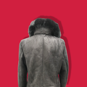 New Black Suede Shearling Lined Fox Fur Trim Luxury Coat
