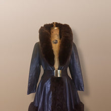 Load image into Gallery viewer, Penny Lane Princess Fit and Flare Brown Leather and Genuine Fur Mod Belt 1960's 60's 70's Chic Hippie Full Sweep Skirt!