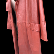 Load image into Gallery viewer, 70’s 80’s Pink Leather and Mink Collar Convertible Duster Coat