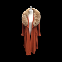 Load image into Gallery viewer, 70’s Vintage Wrap Coat in Fall Autumnal Orange Fit and Flare Princess Wool and Shearling